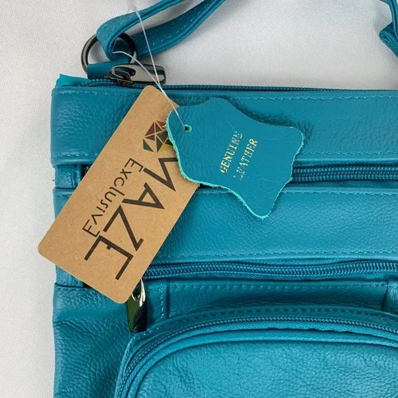 NWT- Maze Exclusive Super Soft Leather Crossbody Bag - Teal - Picture 3 of 10